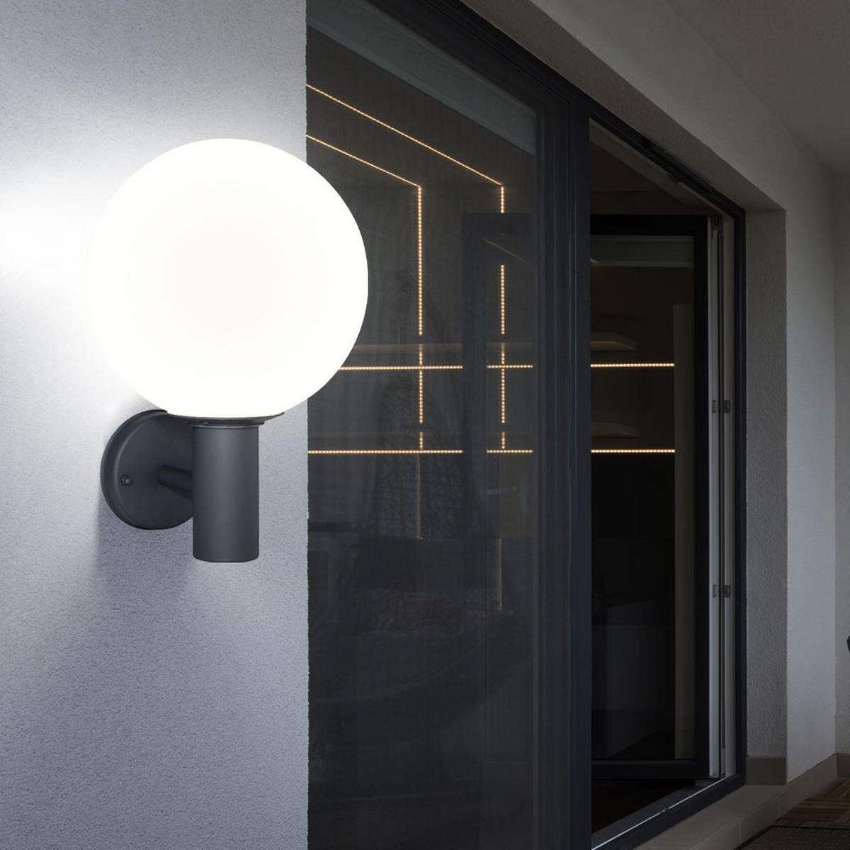 AUSSEN-WANDLEUCHTE Aluminium Anthrazit Glas Weiß - Anthrazit, Glas (25/37/26.5cm) - Globo Lighting