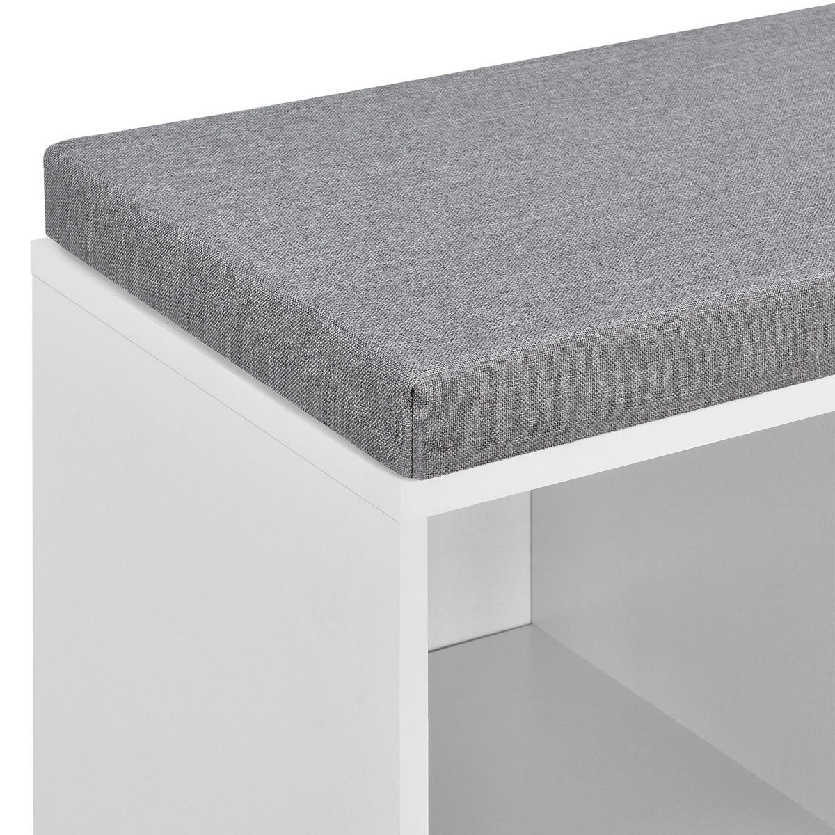 SCHUHBANK Ymir - Weiß, Holzwerkstoff/Textil (103/48/30cm) - [en.casa]