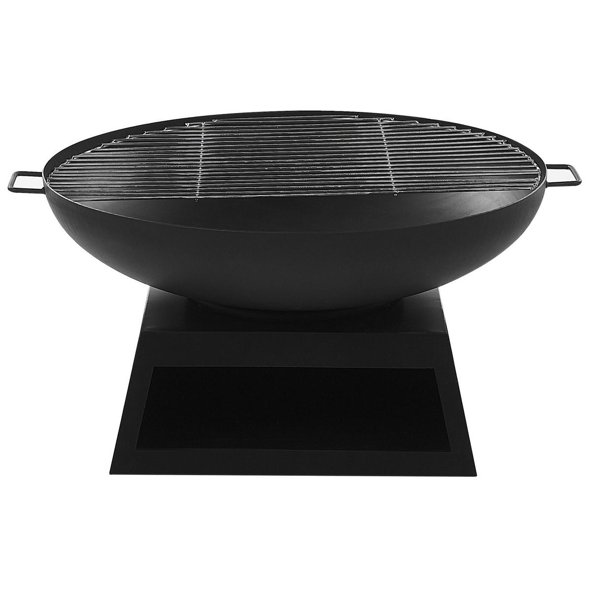 FEUERSTELLE Stah schwarz rund mit Ablage Semeru - Schwarz, Metall (76/60/76cm)