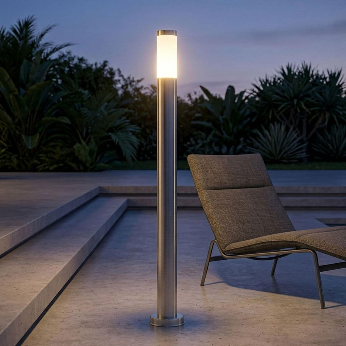 LED WEGELEUCHTE Edelstahl Silber - Silberfarben, Metall (7.5/7.5/110cm)