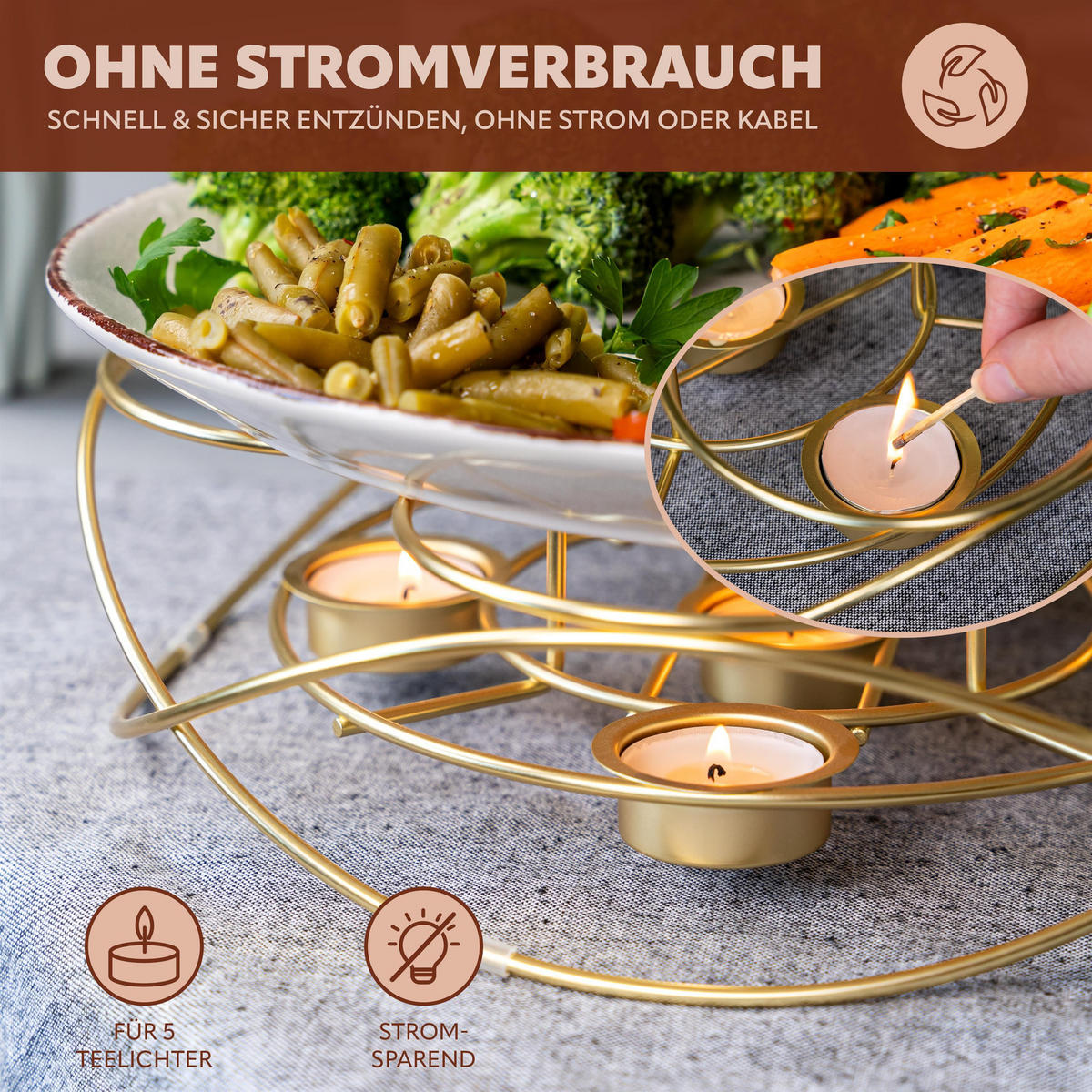 SPEISEWÄRMER, Gold - Goldfarben, Metall (30/8cm) - bremermann