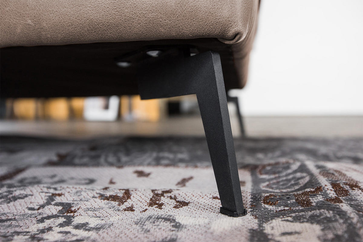 ECKSOFA BLOOM Taupe Leder - Taupe/Schwarz, Leder (276/177cm) - KAWOLA