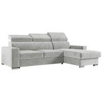 ECKSOFA FOX-L Hellgrau - Silberfarben/Hellgrau, Kunststoff/Textil (242/168cm) - MKS