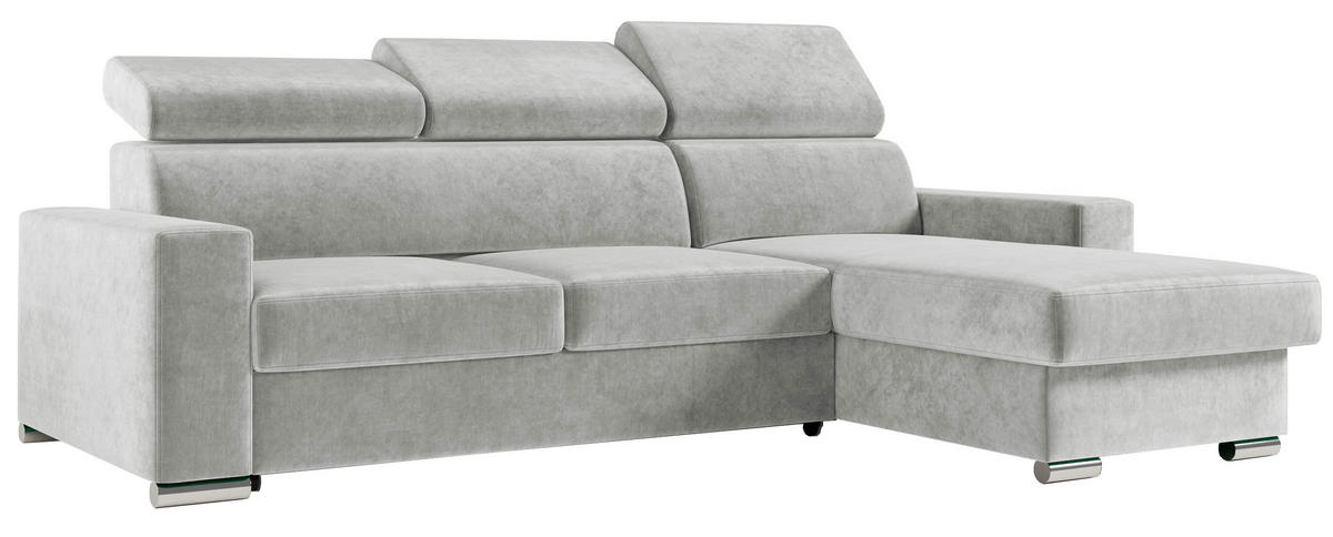 ECKSOFA FOX-L Hellgrau - Silberfarben/Hellgrau, Kunststoff/Textil (242/168cm) - MKS