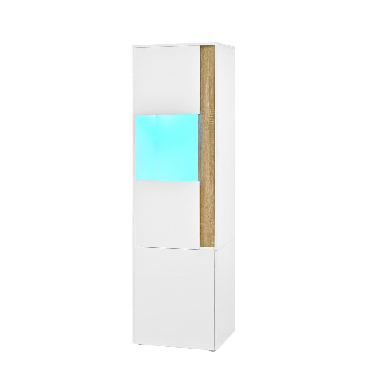 VITRINE aus Spanplatte und Acryl 50x40x179 cm Weiß/Natur mit LED-Beleuchtung - Naturfarben, Holzwerkstoff (50/179/40cm) - IVMEU
