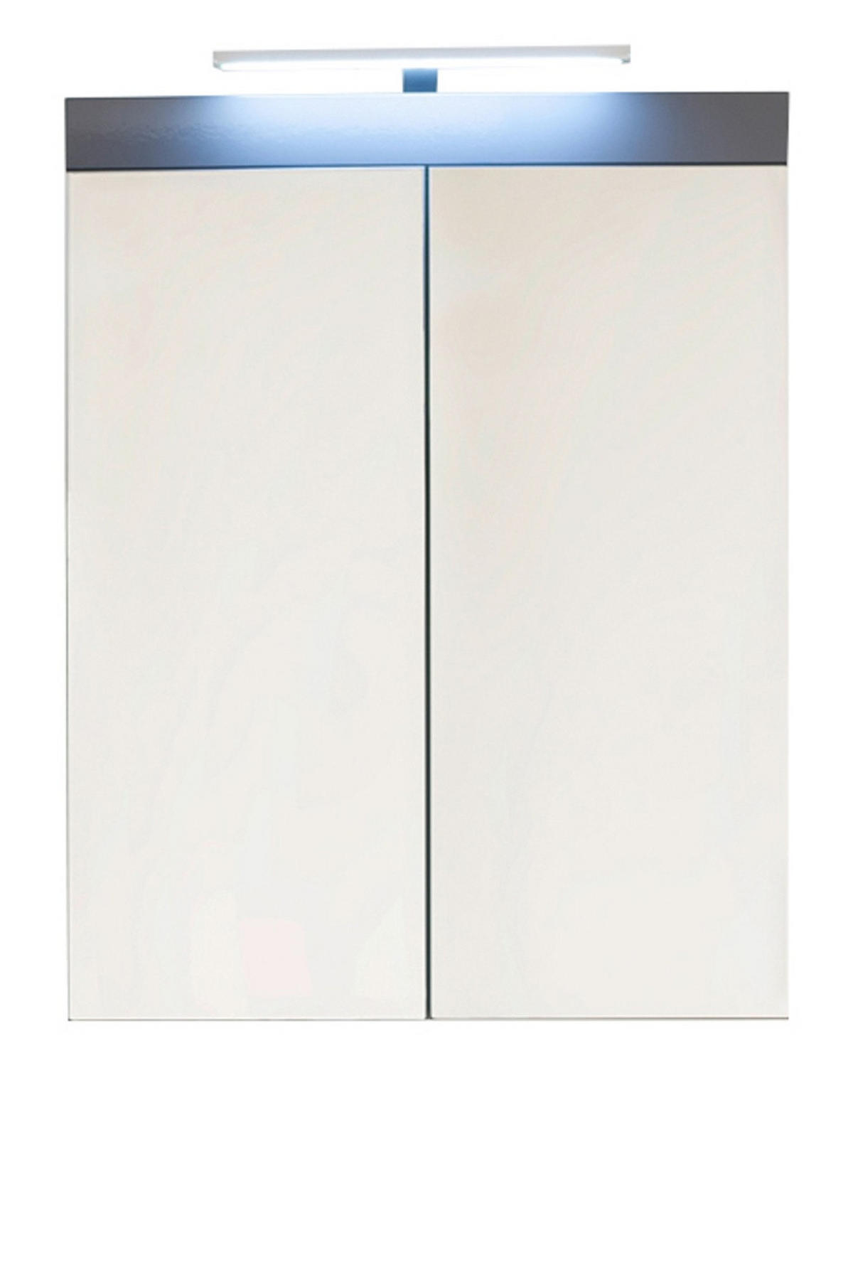 SPIEGELSCHRANK grau Hochglanz 60 x 77 cm 2-türig, inklusive Beleuchtung - Grau, Glas/Holzwerkstoff (60/77/17cm) - Top.Furn