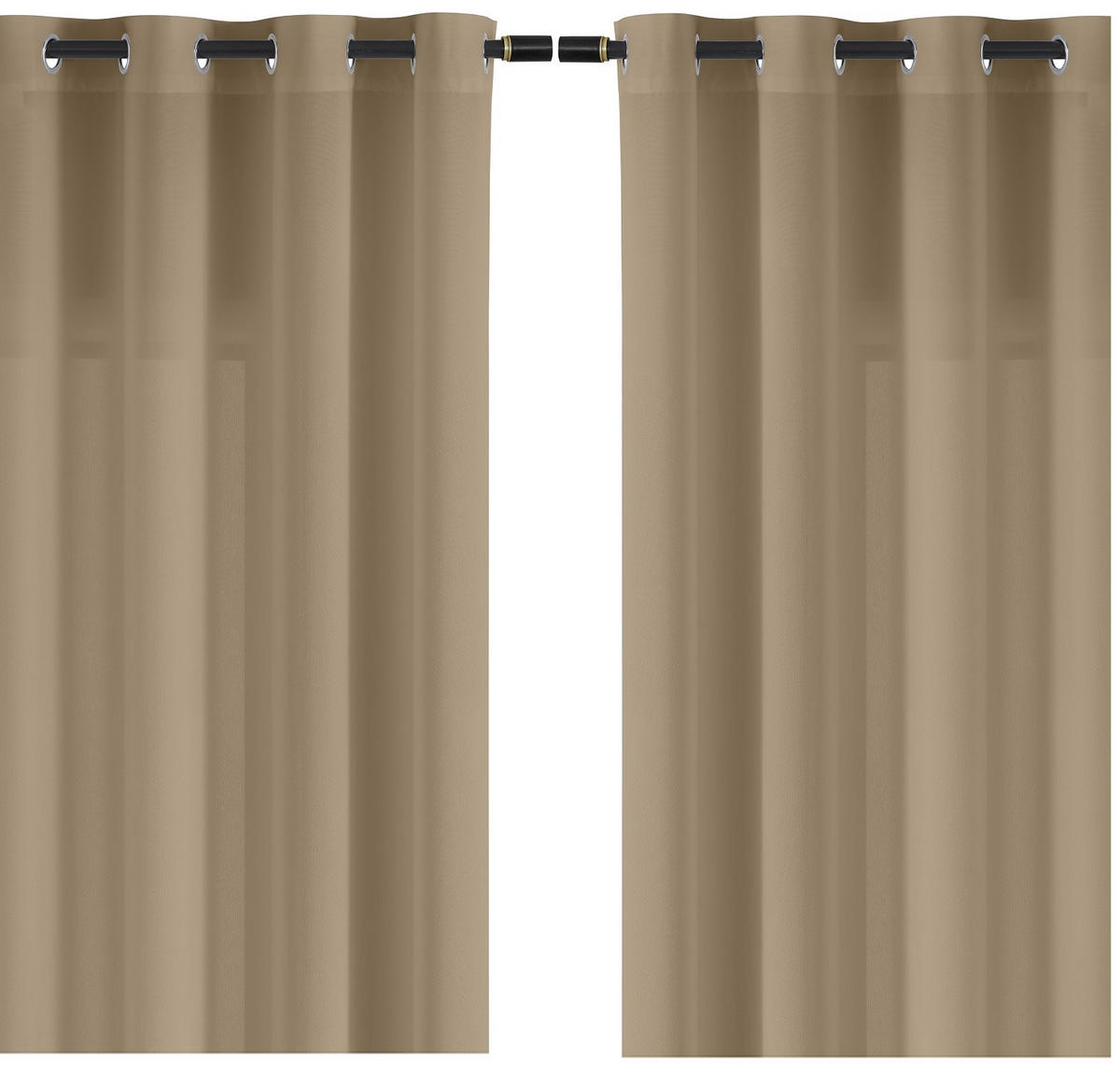 VORHANG 2er Set Blickdicht beige 140/245 cm mit Ösen - Beige, Textil (140/245cm) - wometo