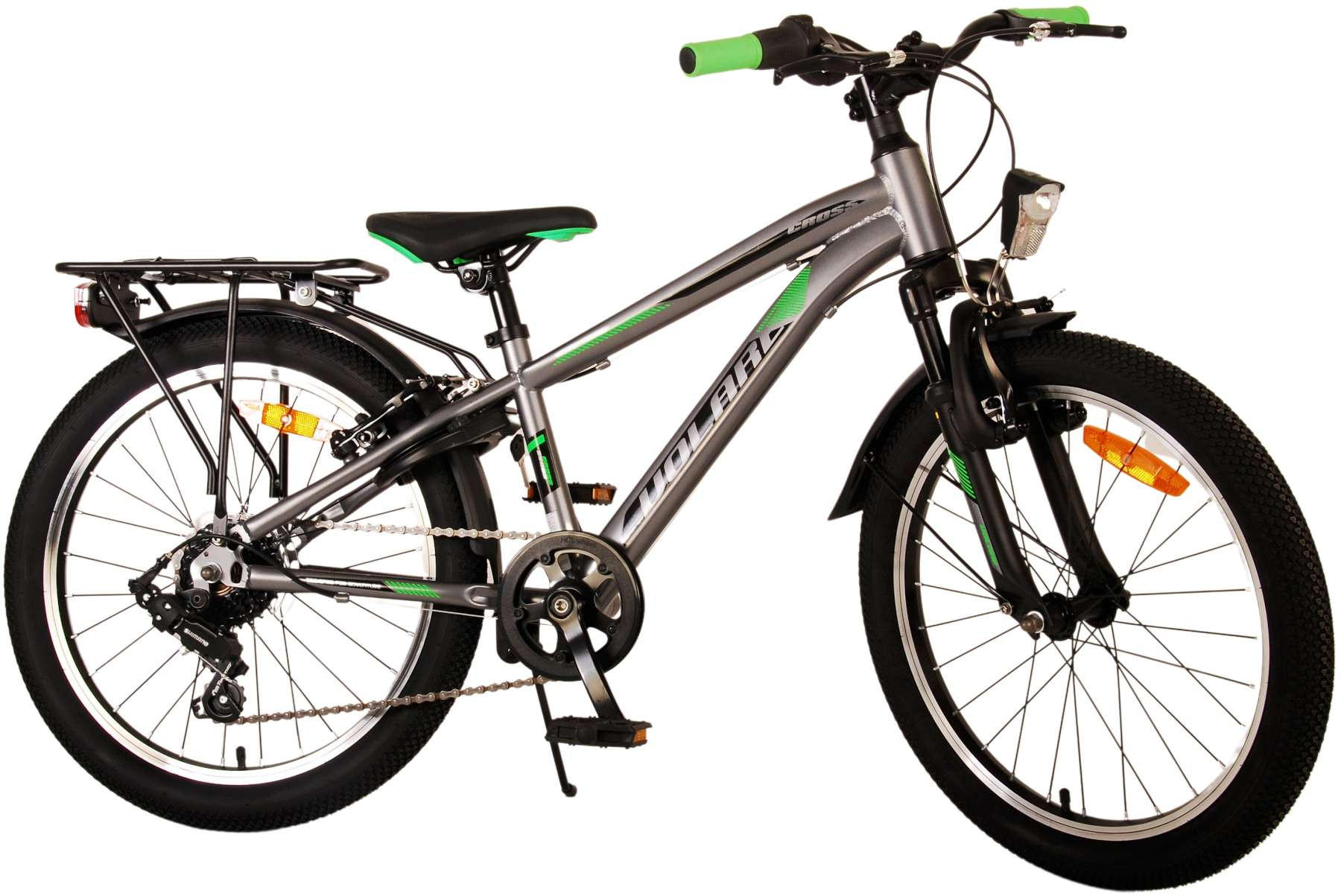 KINDERFAHRRAD Cross - Jungen - 20 Zoll - Rücktritt + Handbremse - 6 Gänge - Grau - Grau, Metall (55cm) - TPFSports