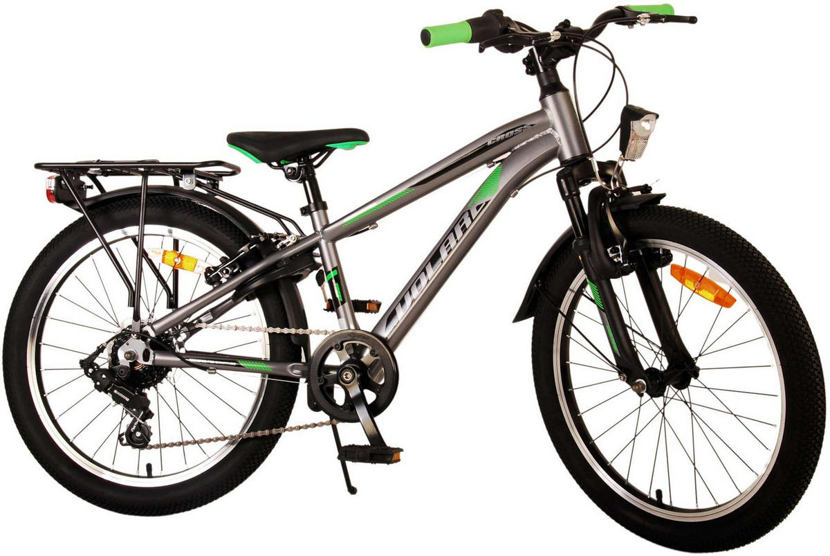 KINDERFAHRRAD Cross - Jungen - 20 Zoll - Rücktritt + Handbremse - 6 Gänge - Grau - Grau, Metall (55cm) - TPFSports