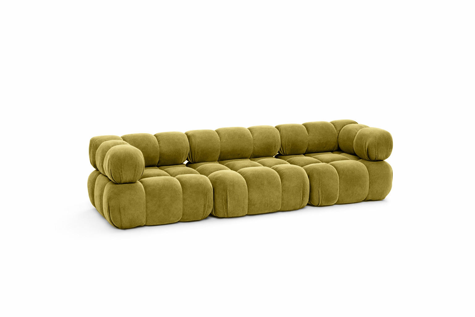 COUCH, 3-Sitzer Modular, Veloursstoff Salvador, Olive, Selia - Olivgrün, Holz (285/70/95cm) - Kaiser Möbel