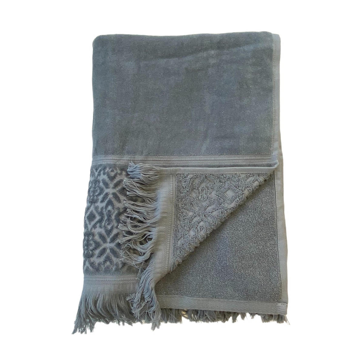 BADETUCH Velours uni Romance Grau 90x170 460g/m² - Grau, Textil (90/170cm) - LE COMPTOIR DE LA PLAGE