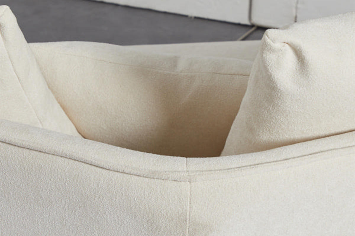 DESIGNSOFA GARBO Cremeweiß Webstoff - Creme/Schwarz, Textil/Metall (280/92/158cm) - KAWOLA