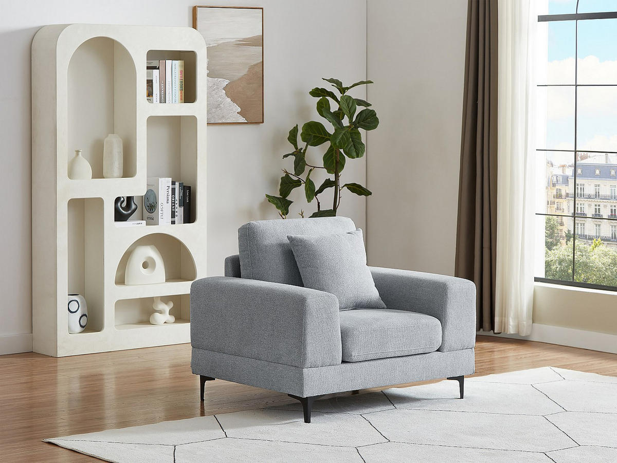 SESSEL - Strukturstoff - Hellgrau - JAMOLO - Hellgrau, Textil (107/82/89cm) - Vente-Unique