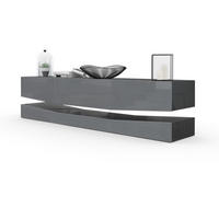 LOWBOARD City Fronten in Grau Hochglanz - Grau, Holzwerkstoff (178/48/39cm) - Vladon