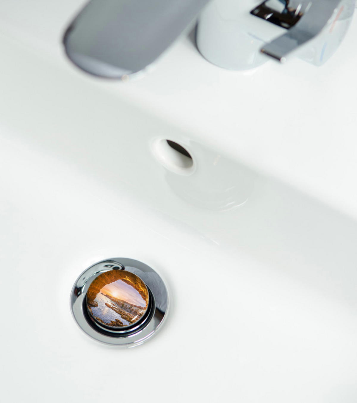 WASCHBECKENSTÖPSEL Bay - Blau/Gelb, Kunststoff/Metall (4/7/7cm) - Sanilo