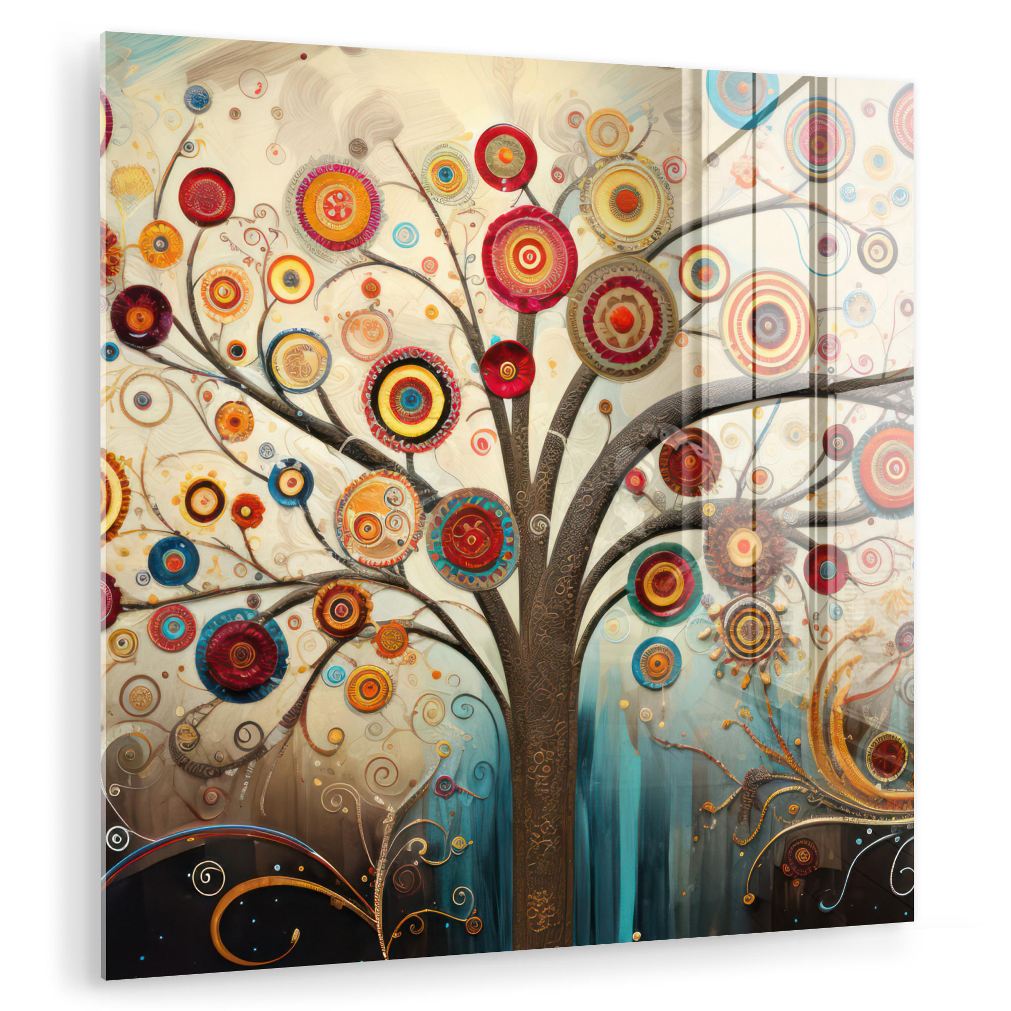 ACRYLGLASBILD Baum - Baum des Lebens - Farbe 50x50 cm - Braun, Glas (50/50cm) - MuchoWow