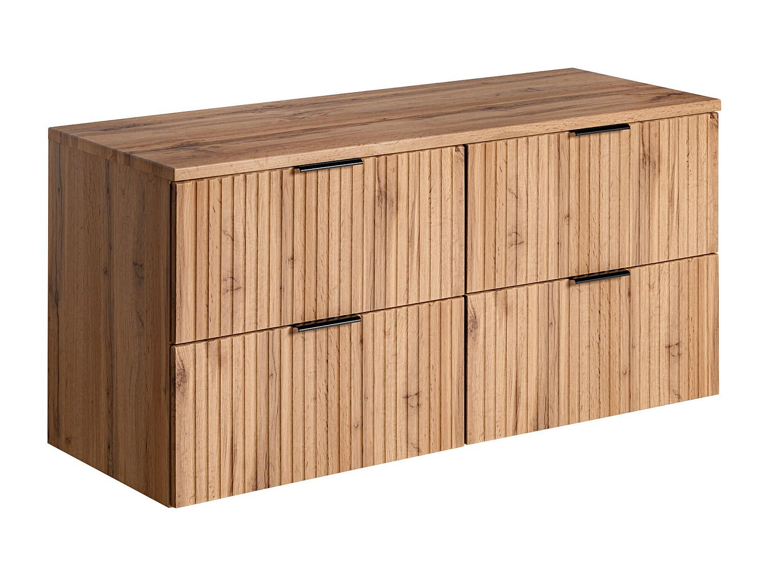 WASCHBECKENUNTERSCHRANK hängend mit Aufsatzplatte - Streifenoptik - Holzfarben hell - 120 cm - ZEVARA - Naturfarben, Holz (120/57/46cm) - Vente-Unique