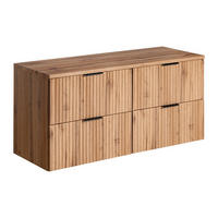 WASCHBECKENUNTERSCHRANK hängend mit Aufsatzplatte - Streifenoptik - Holzfarben hell - 120 cm - ZEVARA - Naturfarben, Holz (120/57/46cm) - Vente-Unique