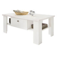 COUCHTISCH weiß Pinie Landhaus, Beistelltisch 107 x 67 cm, Soft-Close-Funktion - Weiß/Pinienfarben, Holzwerkstoff/Metall (110/70/45cm) - Furn.Design