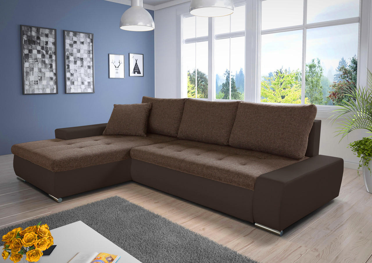 ECKSOFA Faris, Seite: Links - Braun, Holz/Textil (266/184cm) - Sofnet