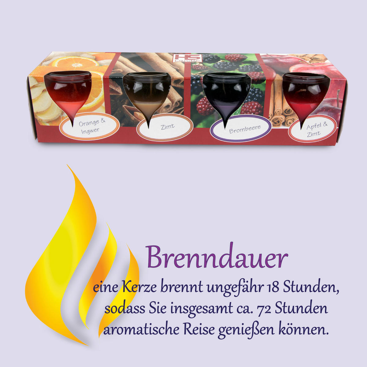 DUFTKERZEN "Selection" - 4 Kerzen im Mix Winter Spice - Multicolor/Orange, Naturmaterialien (5.8/6cm)