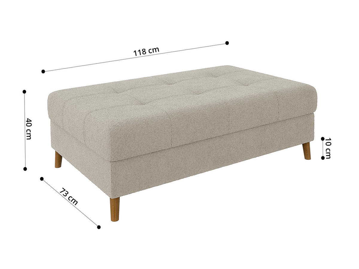 ECKSOFA inkl. Hocker Henrik Beige Boucle - Ottomane rechts - Beige/Braun, Holz/Textil (231/161cm) - S-Style Möbel