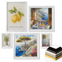WANDBILDER 5er-Set - 50x50 cm & 20x30 cm & 40x60 cm Weißer Rahmen - Charmante Straßen mit Pflanzen - Weiß, Kunststoff (40/60cm) - ArtPrintCave