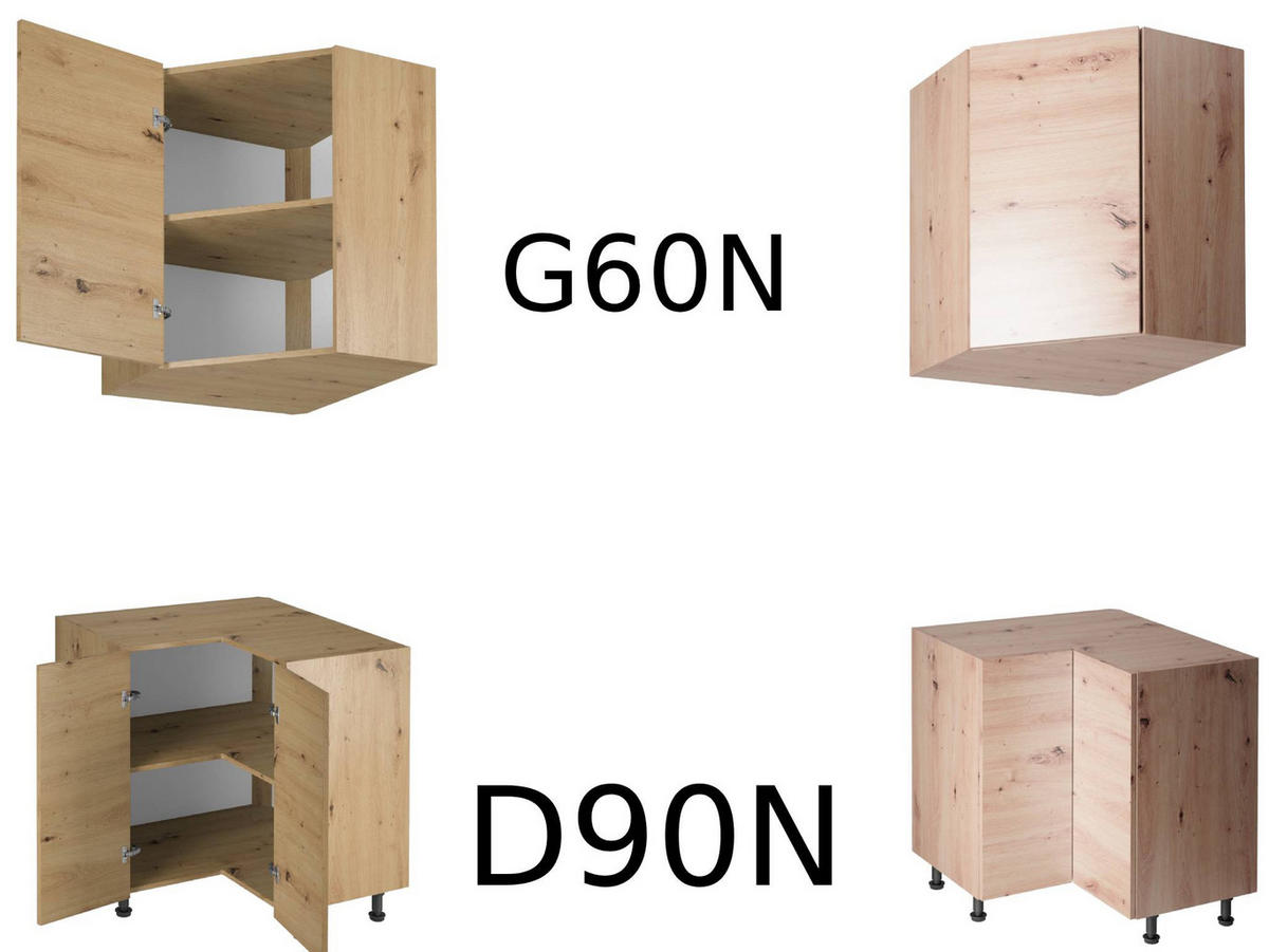 WINKELKÜCHE 360cm x 200cm- Langen KL10-M360 - in Artisan Eiche - Eiche Artisan, Holz/Metall (560/248/58cm)