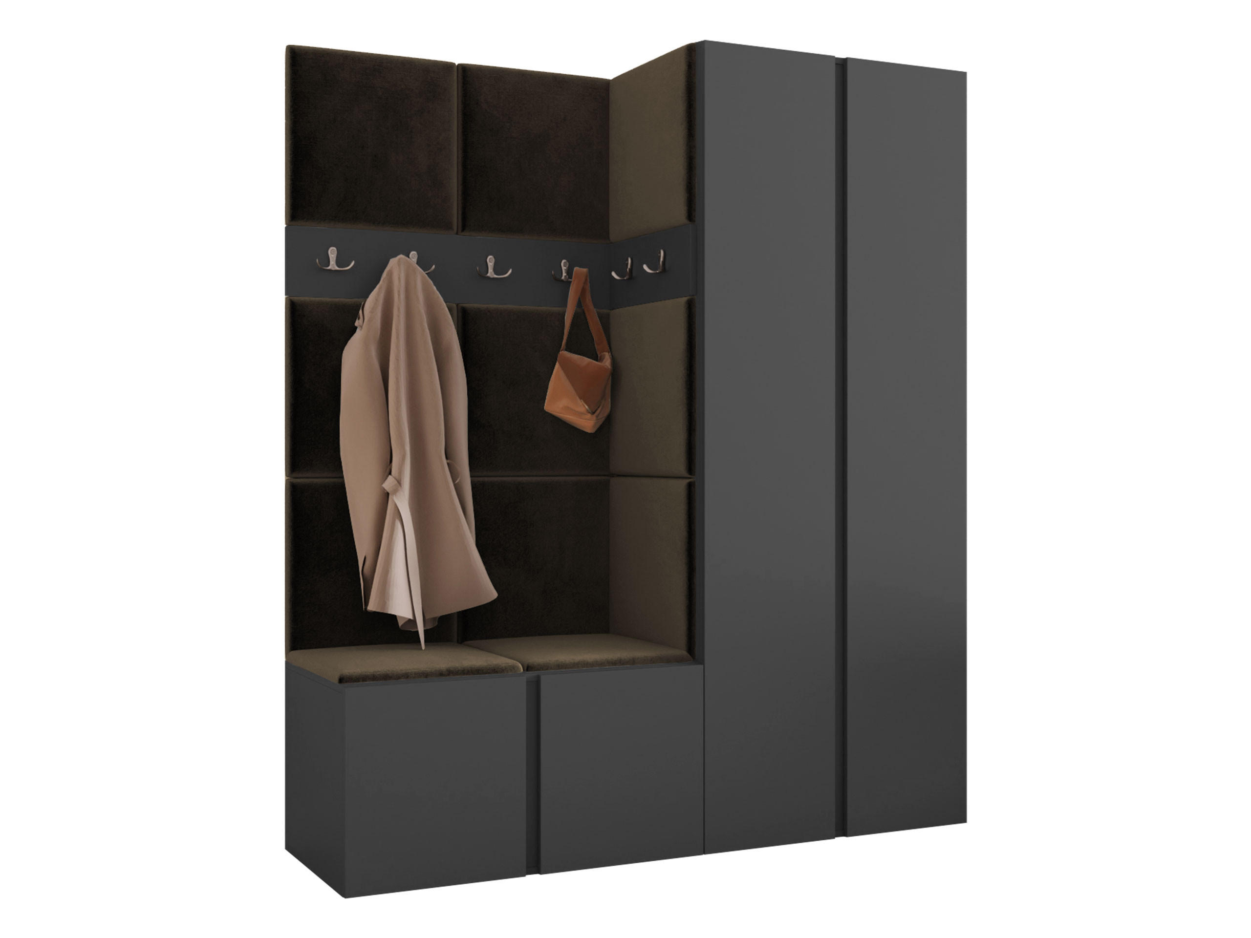 MOBILIER PENTRU HOL Orion III - maro/grafit, material plastic/compozit lemnos (158/186/46cm) - MIRJAN24