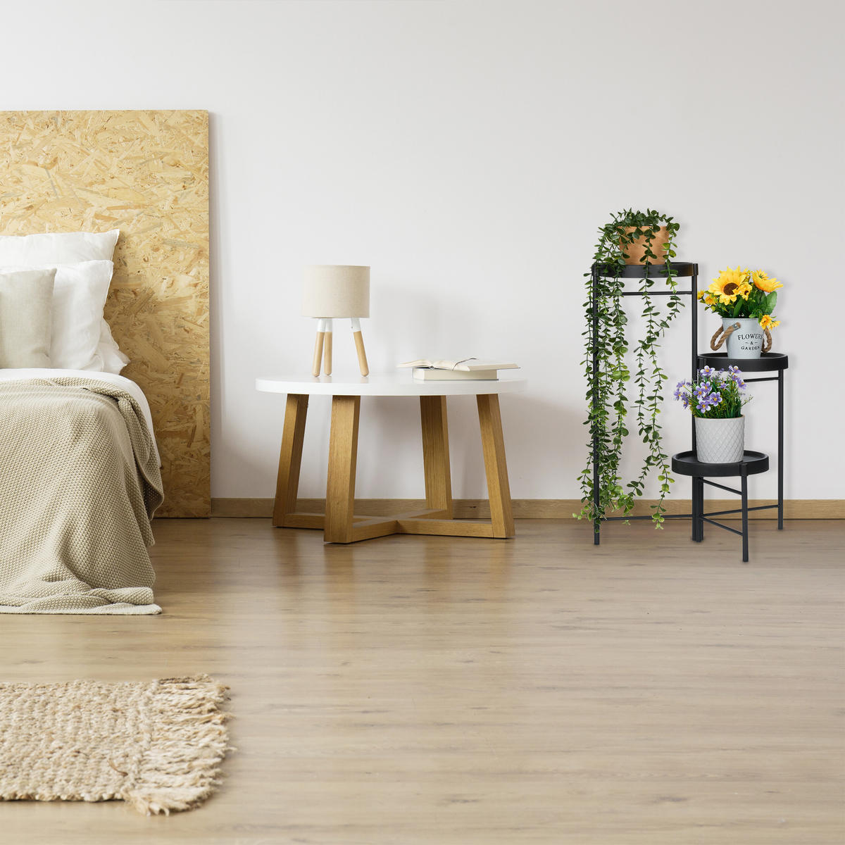 BLUMENREGAL - Schwarz, Kunststoff/Metall (44/65/44cm) - Relaxdays