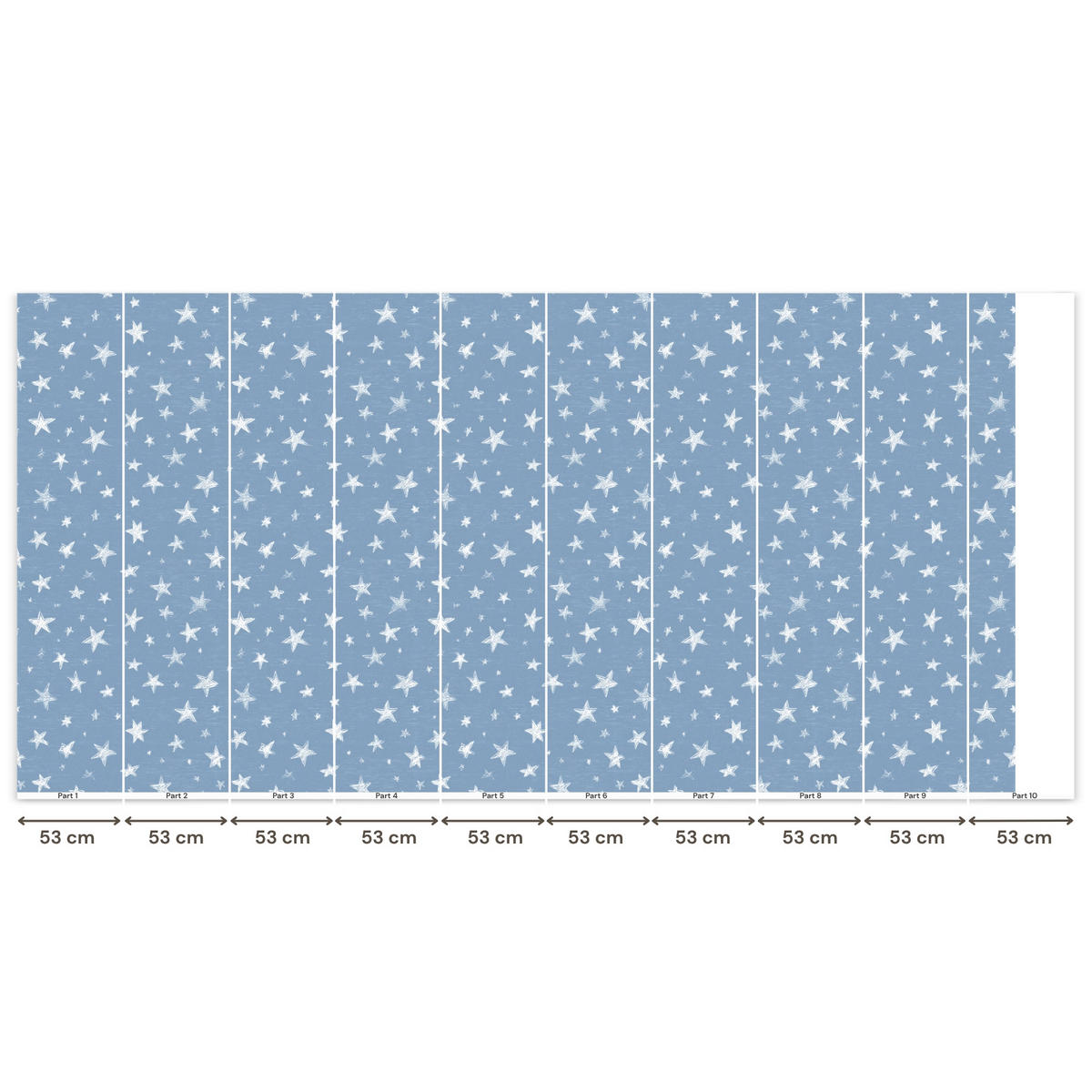 KINDERTAPETE - Sterne - Muster - Blau - 500x260 cm - Hellblau, Papier (500/260cm) - OnlyWow