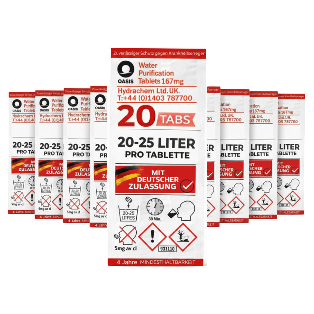 WASSERAUFBEREITUNGSTABLETTEN 20 Stk inkl. 10L Faltkanister Camping Outdoor Trinkwasser - Transparent, Kunststoff (20/25/8cm) - JUNG