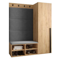 GARDEROBEN-SET 134/184/42 - Eichefarben/Schwarz, Holz/Kunststoff (134/184/42cm) - MÖBEL KRYSPOL