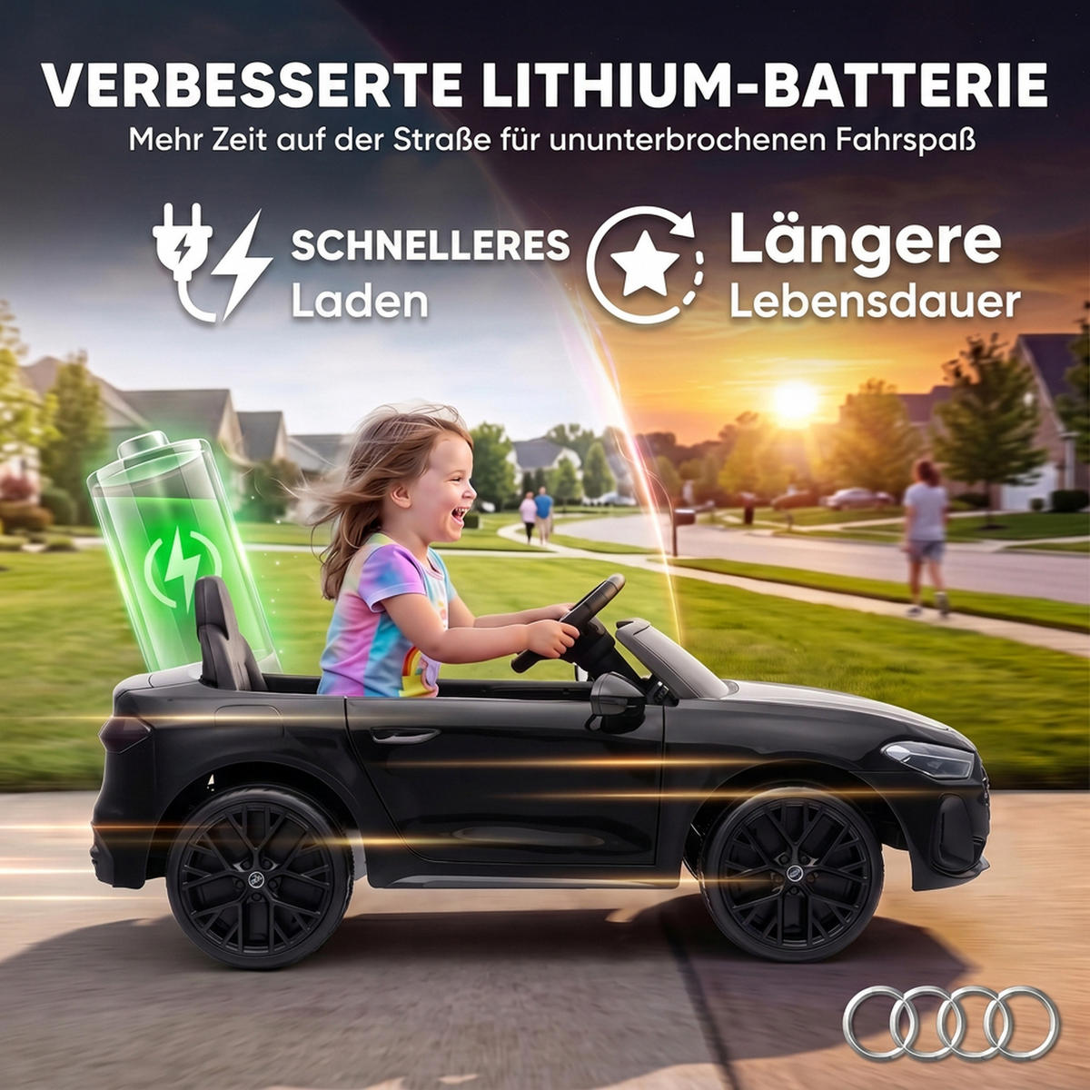 KINDER-ELEKTROAUTO Kunststoff Schwarz - Schwarz, Kunststoff (101/55/43cm) - AIYAPLAY