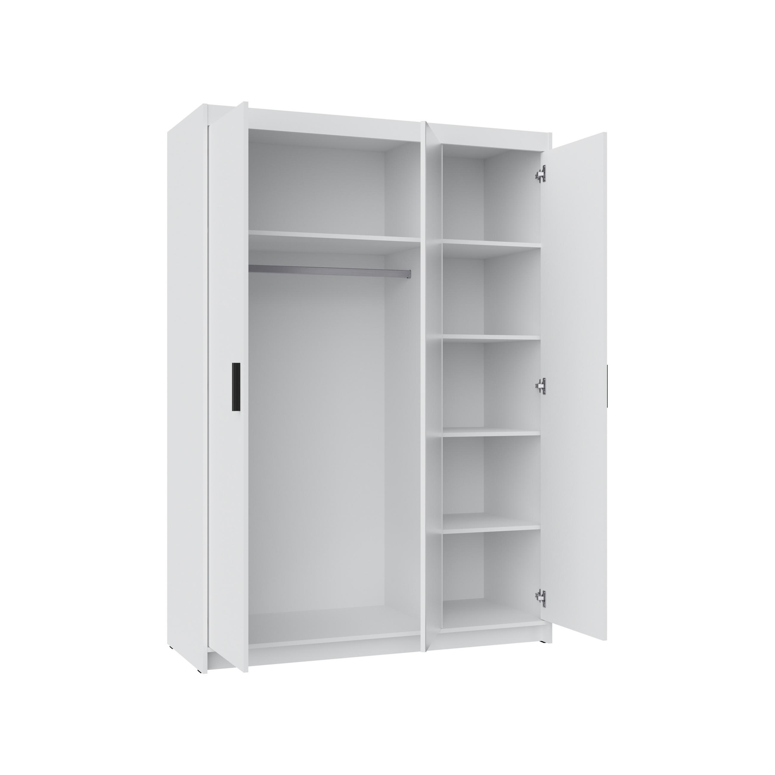 KLEIDERSCHRANK Storicos Weiß 133/190,5/53 cm - Modern mit Spiegel 3-türig - Weiß, Holzwerkstoff/Kunststoff (133/190.6/53cm) - AX Living