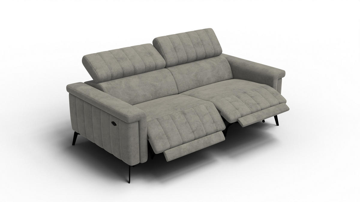 RELAXSOFA NORDEL 3-Sitzer, taupe - Taupe/Schwarz, Holz/Textil (194/80/105cm) - Courtois Laville