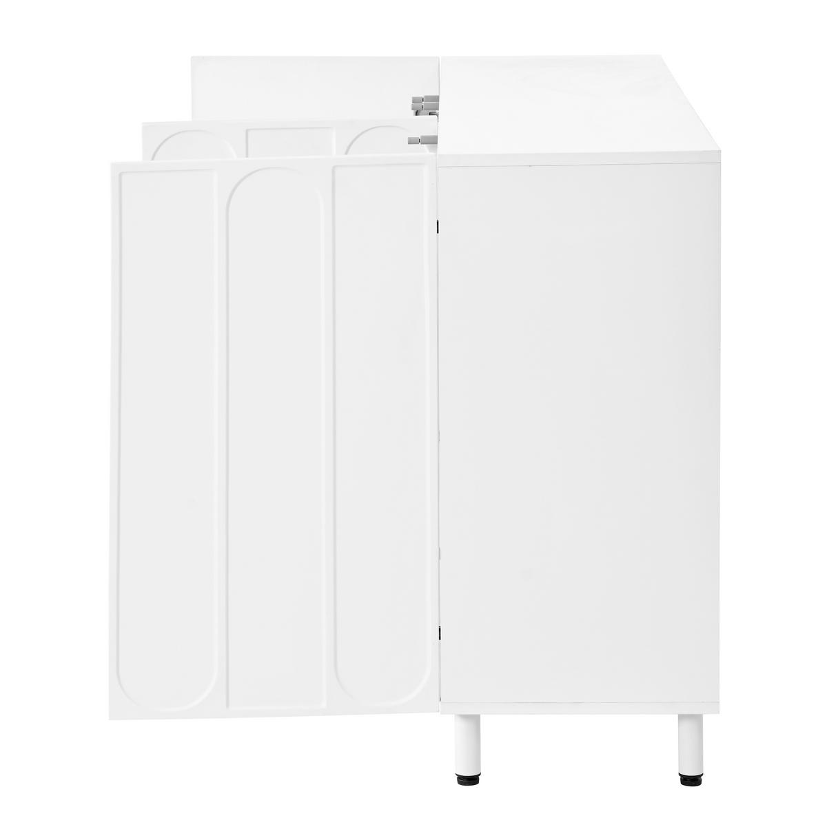 SCHUHSCHRANK 2-in-1 mit 3 Türen und verstellbaren Böden - Weiß, Holzwerkstoff (120/80/37cm) - FLIEKS