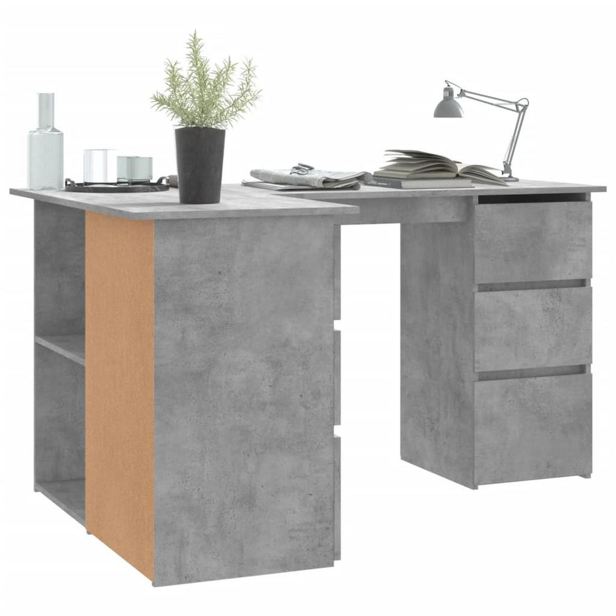 ECKSCHREIBTISCH Betongrau 145x100x76 cm Holzwerkstoff - Grau, Holzwerkstoff (145/100/76cm) - furnicato