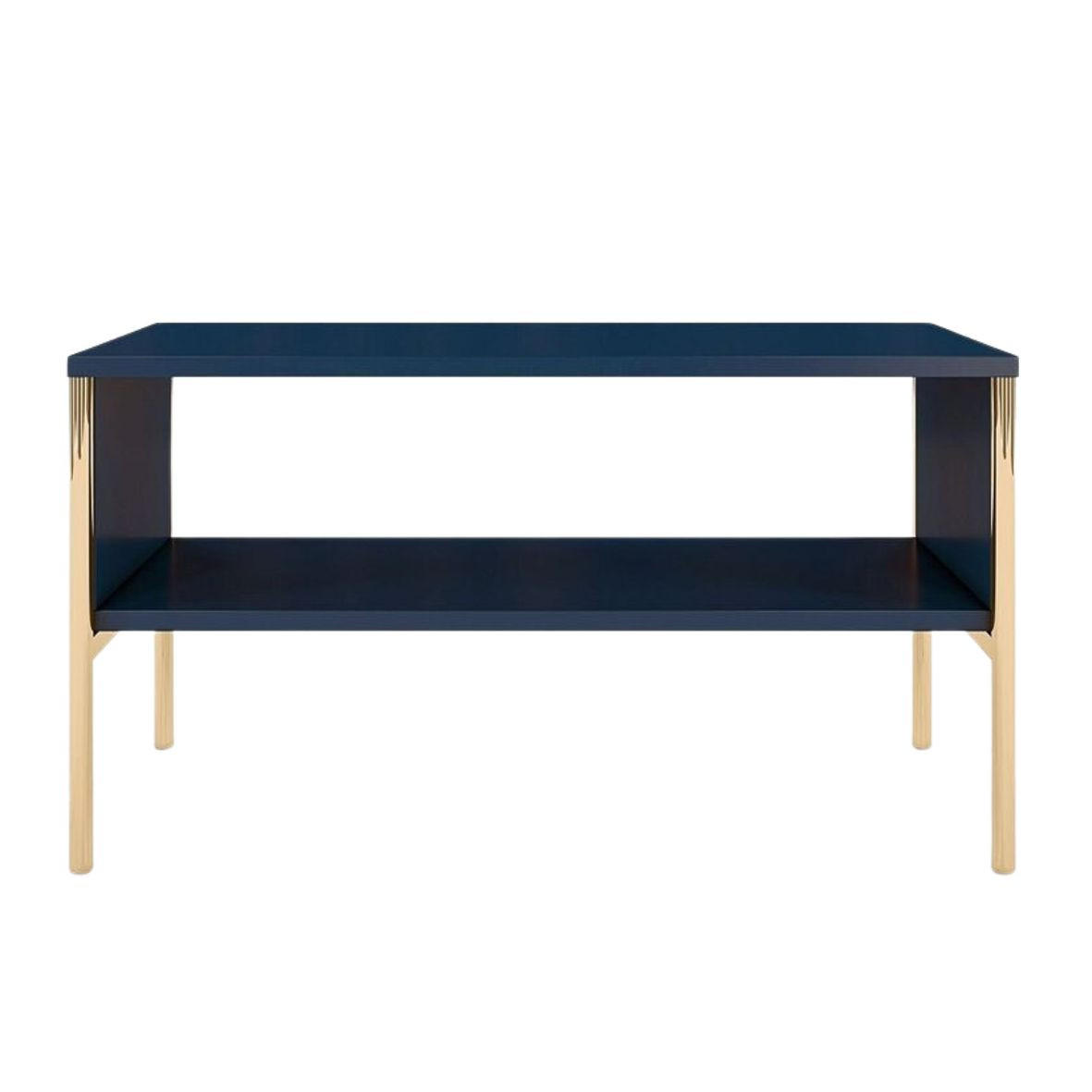 COUCHTISCH Polka, Marineblau, Goldene Details - Goldfarben/Dunkelblau, Holzwerkstoff/Metall (37/80/44cm) - Skandica