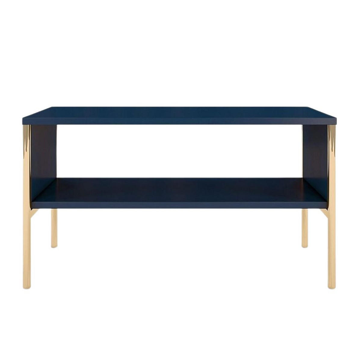 COUCHTISCH Polka, Marineblau, Goldene Details - Goldfarben/Dunkelblau, Holzwerkstoff/Metall (37/80/44cm) - Skandica