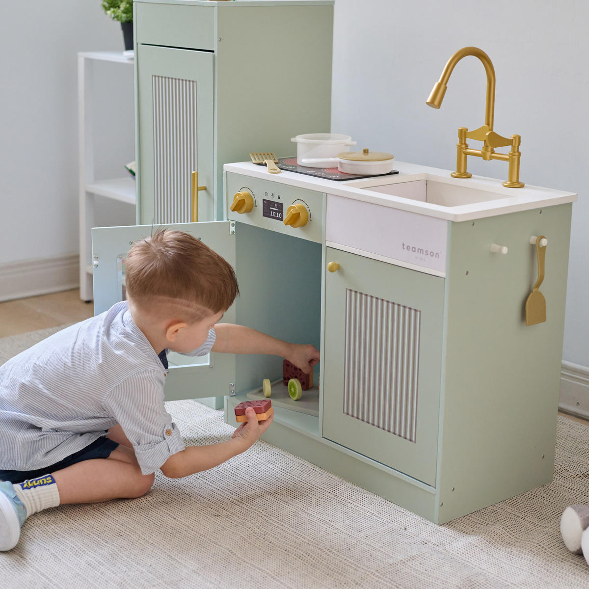 KINDERKÜCHE Chester Grün - Grün, Holzwerkstoff (85/30/80cm) - Teamson Kids