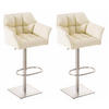 BARHOCKER 2er Set Sihar Kunstleder Creme Silber - Creme, Leder/Metall (64/88/45cm) - DELUKE