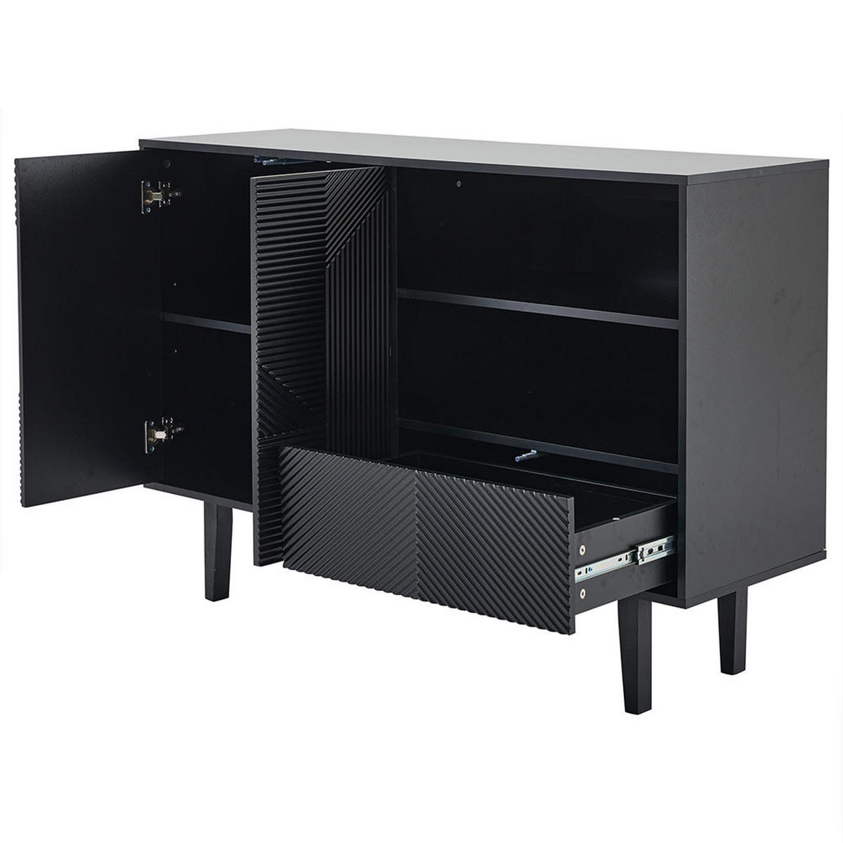 SIDEBOARD mit 1 Schublade in schwarz - Schwarz, Holz (40/86/125cm) - KOMHTOM