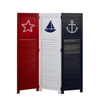 PARAVENT 3-tlg. 105/130 cm Weiß maritim - Weiß, Holz (105/130/1cm) - Homestyle4u