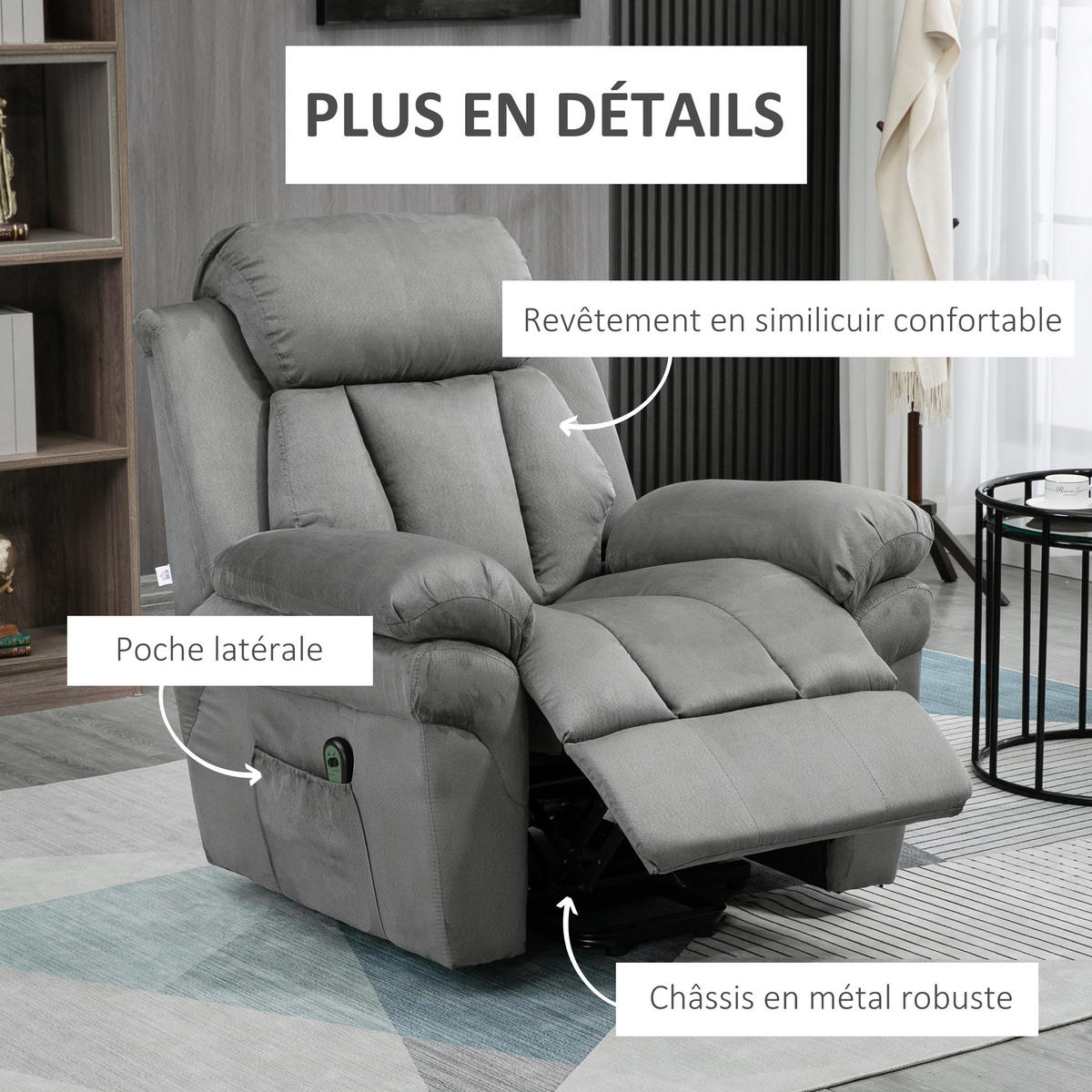 RELAXSESSEL DE-15362 elektrisch verstellbar mit Aufstehhilfe Grau - Hellgrau, Metall (93/105/96cm) - ComfortXL