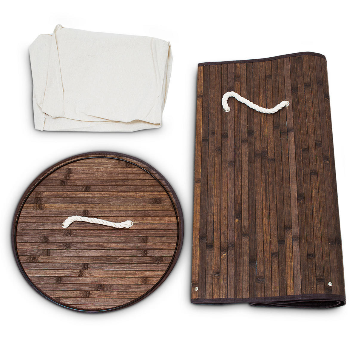 WÄSCHEKORB - Braun, Holz/Textil (41/65/41cm) - Relaxdays