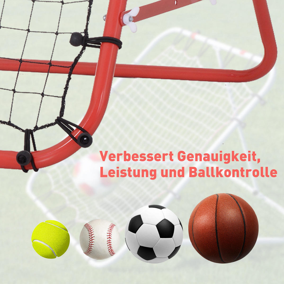 REBOUNDER, PE, Rot/Schwarz, 96L x 80B x 96H cm - Rot/Schwarz, Metall (80/96cm) - HOMCOM
