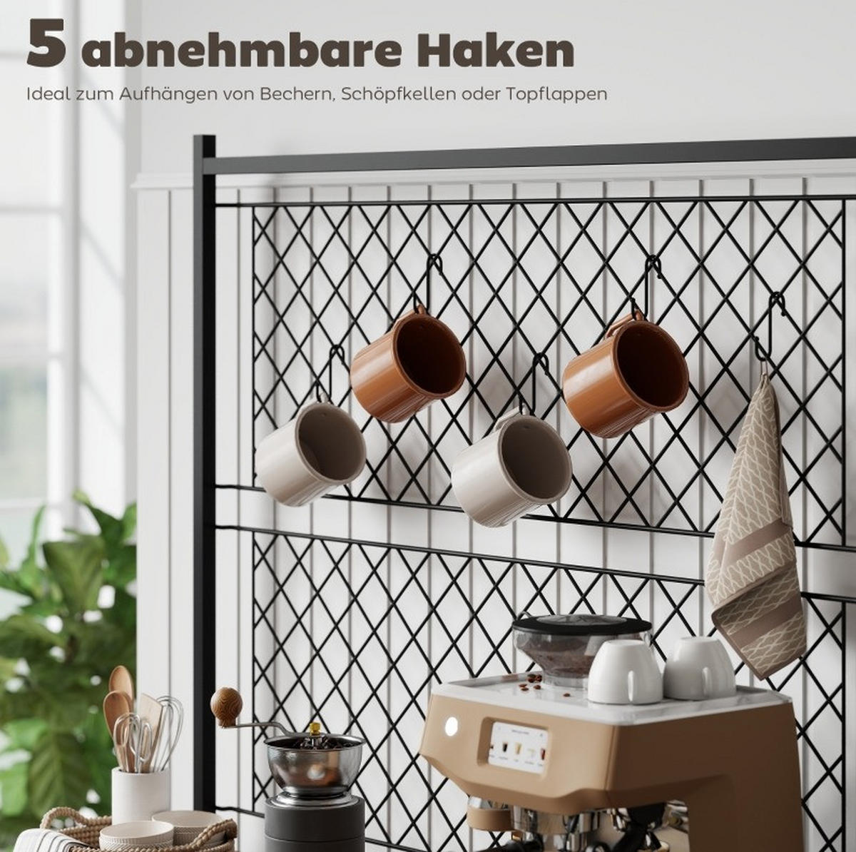 BUFFET 96,5 cm aus Holzwerkstoff und Metall mit Weinregal und Arbeitsfläche Braun - Braun, Holz (96.5/165/38cm) - Modenvie