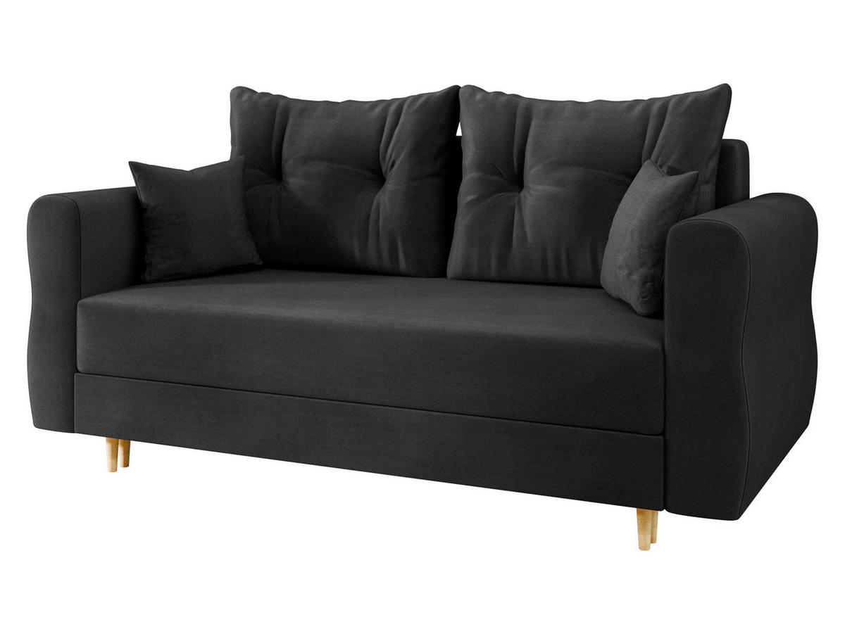 SCHLAFSOFA Zako 2 - Schwarz/Naturfarben, Holz/Textil (167/85/77cm) - MIRJAN24