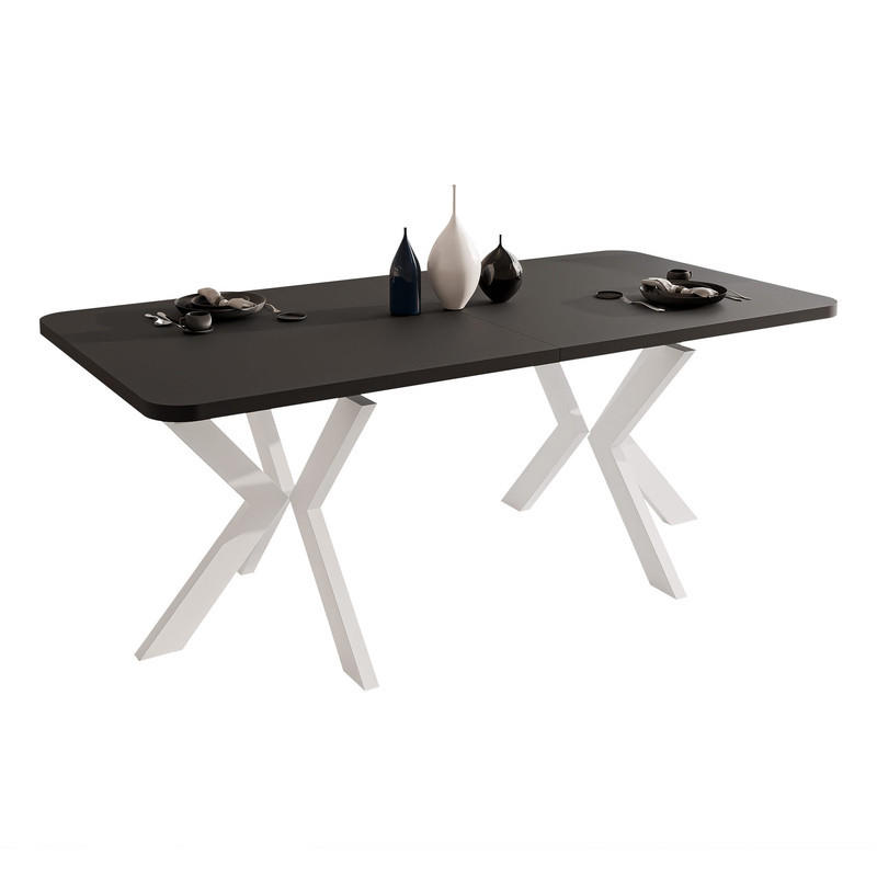 AUSZIEHTISCH DANTON 200/100/76 cm, Weiß / Schwarz - Schwarz/Weiß, Holzwerkstoff/Metall (100/200/76cm) - Idohome